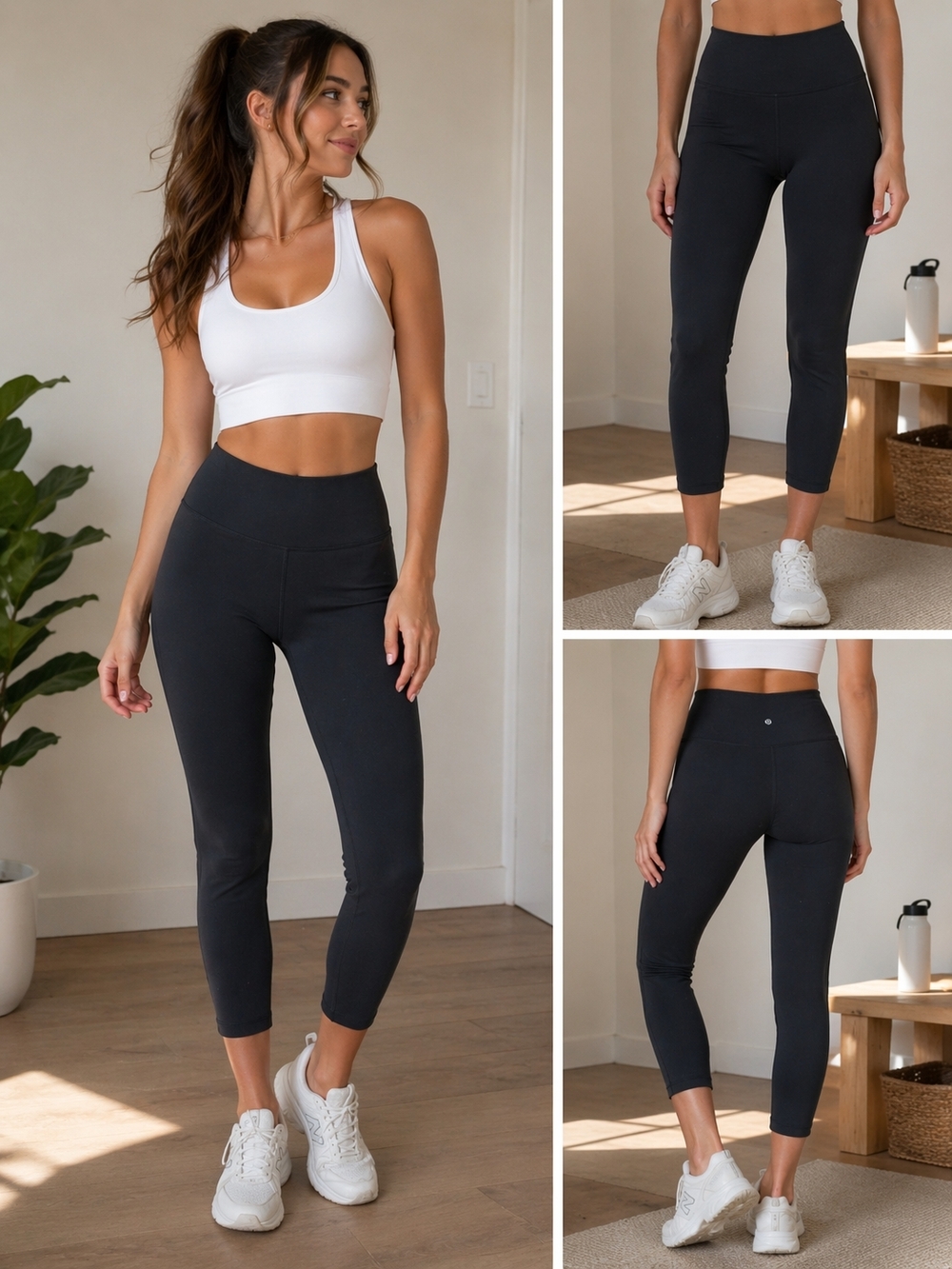 Lululemon Black Crop Leggings High Rise Athletic Yoga Pants Women